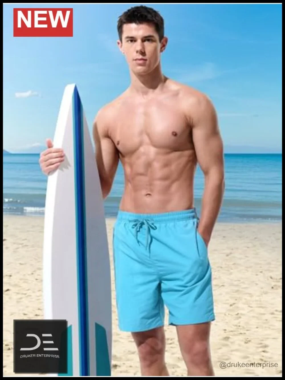 Men's Swim Trunks Board Shorts Quick Dry with Mesh Lining Pockets 7